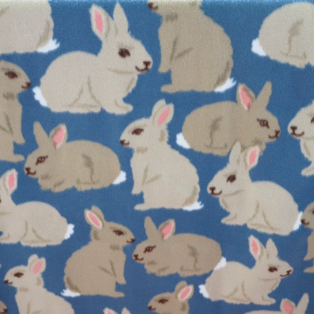 Handmade Fleece Dual Layer Blanket/Throw Field of Bunnies/Rabbits NEW 54" x58"